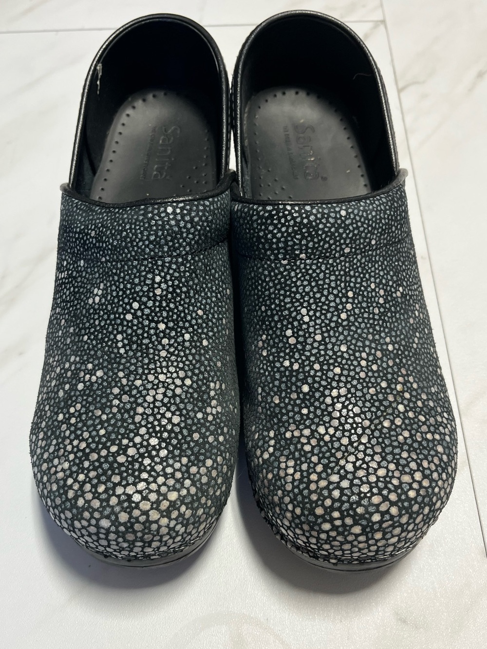 Sanita The Original Danish Clog Black Pebble Print EU 39 7.5- 8 US